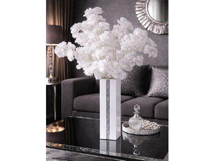 Váza biela so strieborným pásom 50 cm