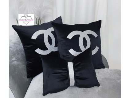 Dekoračné zamatové vankúše,čierne trio