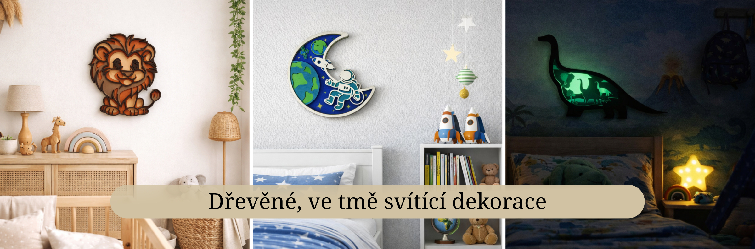 Dřevěné svítící dekorace do dětského pokoje
