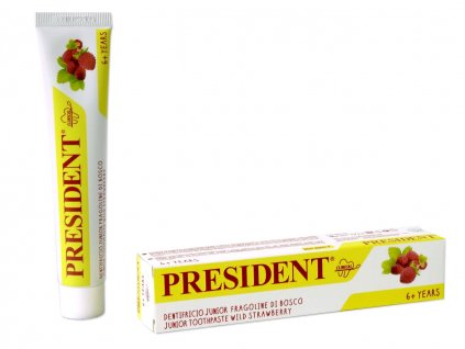 PresiDENT Junior jahodová dětská zubní pasta 6+ let 50 ml  [1] | Zubáček.cz