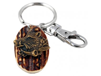 Divočák s trubkou (parohová klíčenka ovál)