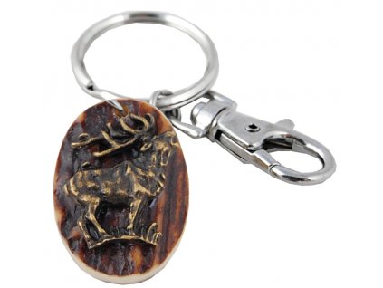 Postava jelena (parohová klíčenka ovál)