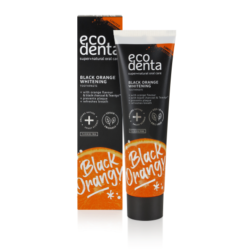 Ecodenta Black Orange – černá bělící pasta s pomerančovou příchutí