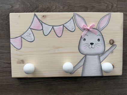 Věšák zajíček pink