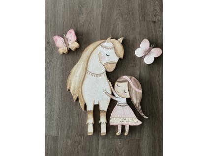 Lampička koník s indiánkou a dvěma motýlky