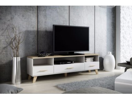 TV stolík LOTTA 180 3s3K diamantovo biela/dub Isonoma