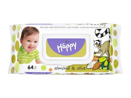 Bella Happy vlhčené ubrousky Mandle & Olivy 64ks
