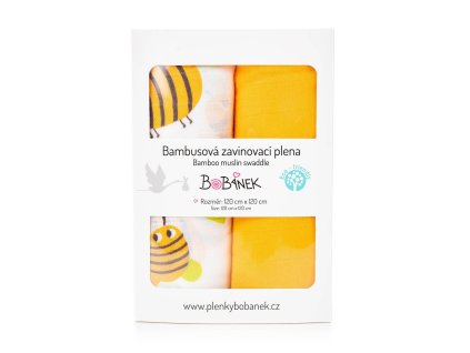 12527 bobanek bambusove zavinovaci pleny duo pack vcelky 120 x120 cm