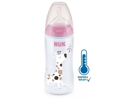 NUK FC+ láhev s kontrolou teploty 300 ml BOX Flow Control savička růžová