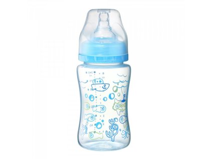 Kojenecká antikoliková láhev široké hrdlo 240 ml modrá