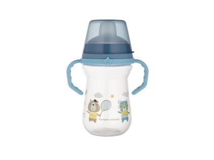 Canpol babies Hrneček se silikonovým pítkem FirstCup BONJOUR PARIS 250ml modrý