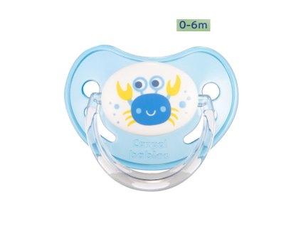 Canpol babies Dudlík silikonový anatomický LOVE&SEA 0 6m, silikon modrý