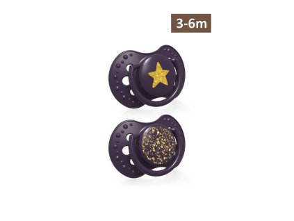 LOVI Dudlík silikonový dynamický Stardust 3 6m (2ks) fialový