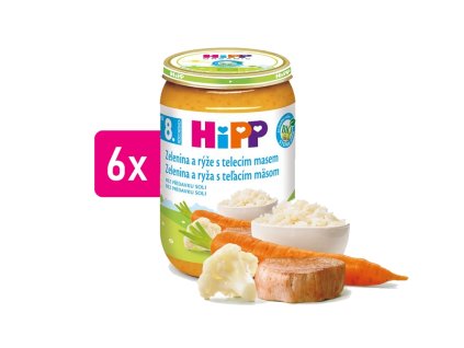 HiPP BIO Zelenina s rýží a telecím masem 6x220g