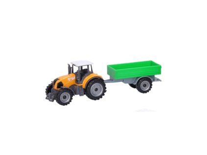 Traktor s vlečkou kovový 18cm žlutý
