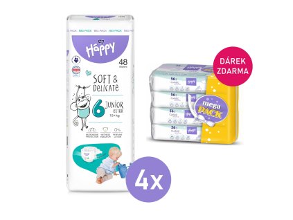 4x Bella Happy 6 JUNIOR EXTRA Big Pack 15+kg, 48ks