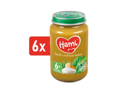 HAMI masozeleninový příkrm Špenát s mořskou treskou 6x200g