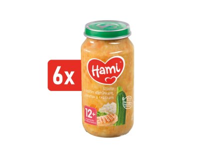 HAMI masozeleninový příkrm Rizoto s krůtím stehýnkem, cuketou a hráškem 6x250g
