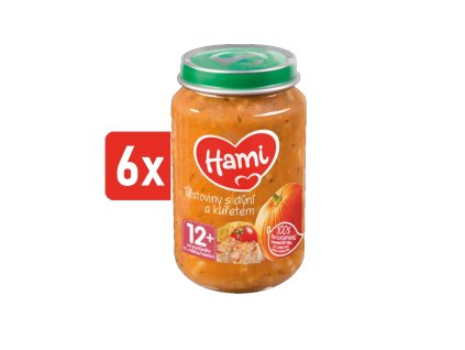 HAMI masozeleninový příkrm Těstoviny s dýní a kuřetem 6x200g