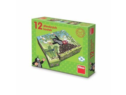 Dřevěné kostky Krtek a přátelé – 12 kostek