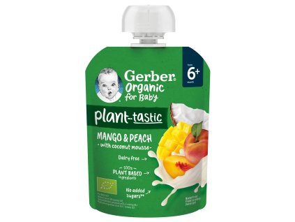 GERBER Organic ovocná kapsička mango a broskev s kokosovým mlékem 80g