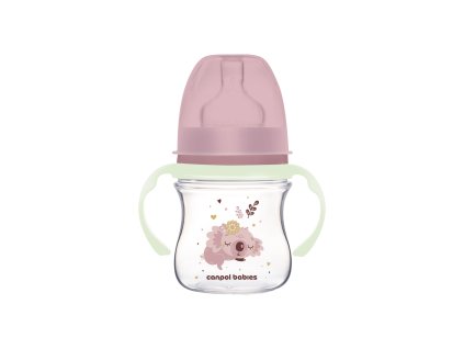 Canpol babies Antikoliková lahev EasyStart se svítícími úchyty Sleepy Koala 120ml růžová