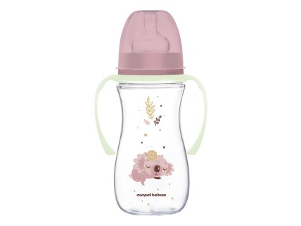 Canpol babies Antikoliková lahev EasyStart se svítícími úchyty Sleepy Koala 300ml růžová