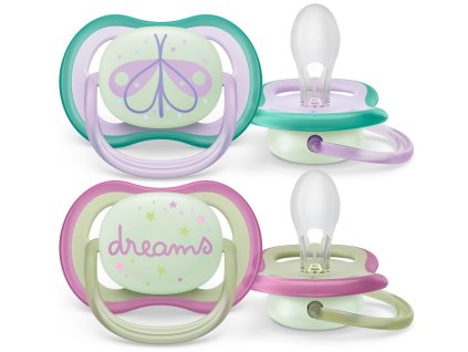Philips AVENT Šidítko Ultra Air Nighttime 0 6m, 2ks dívka 1