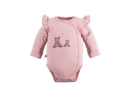 Body rozepínací s dlouhým rukávem Hearts&Bears růžové