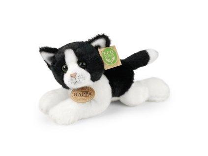 Plyšová kočka bílo-černá 23 cm ECO-FRIENDLY