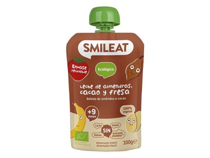 SMILEAT BIO kapsička mandlové mléko, jablko, banán, jahoda, rýže a kakao 9m+ (100g)