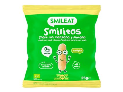 SMILEAT BIO kukuřičné křupky banán a jablko s panenským olivovým olejem a vitaminem B1 8m+ (25g)