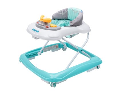 Baby Mix Dětské chodítko s volantem a silikonovými kolečky Mátové