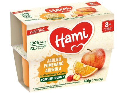 Hami ovocný příkrm 100% ovoce jablko pomeranč 4x100g