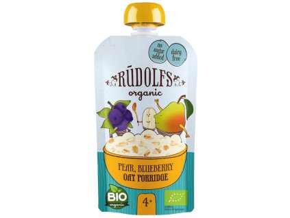 Rudolfs BIO kapsička Hruška, borůvka, celozrnná ovesná kaše (110g)