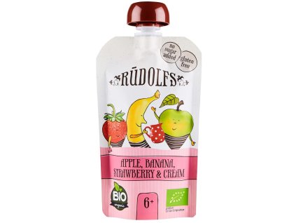 Rudolfs BIO kapsička Jablko, banán, jahoda se smetanou (110g)
