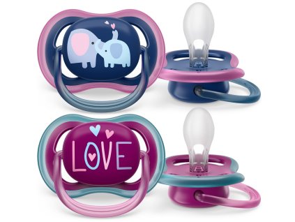 Philips AVENT Šidítko Ultra air 18m+ (slon), 2ks dívka