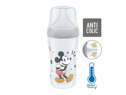 NUK Perfect Match láhev MICKEY s kontrolou teploty 260ml šedá