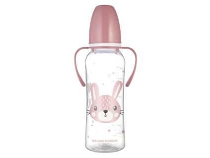 Canpol babies Lahev úzkohrdlá s úchyty CUTE ANIMALS 250ml králíček