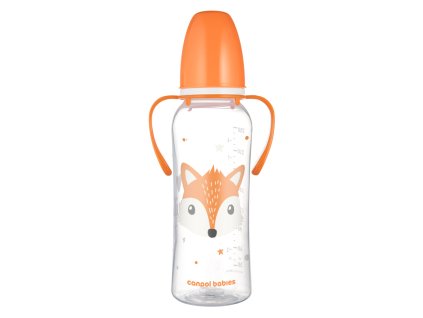 Canpol babies Lahev úzkohrdlá s úchyty CUTE ANIMALS 250ml liška