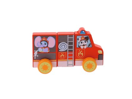TREFL Dřevěné magnetické auto Tiny Tails Hasiči 1