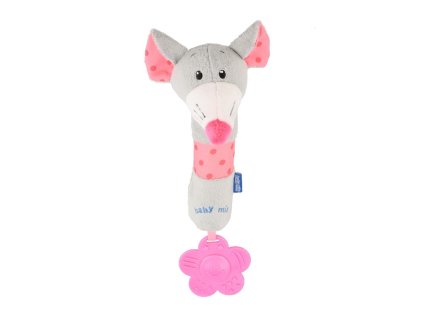 Baby Mix Dětská pískací plyšová hračka s kousátkem Myška