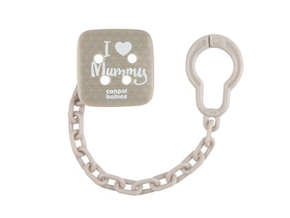 Canpol babies Řetízek na dudlík I LOVE MUMMY šedý 1