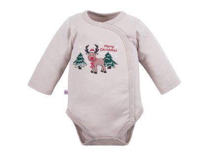 Body rozepínací s dlouhým rukávem HI REINDEER béžové