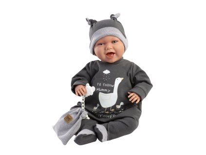Llorens 74107 NEW BORN realistická panenka miminko se zvuky a měkkým látkovým tělem 42 cm