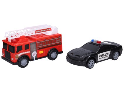 Auto policejní a hasičské s efekty 23 cm
