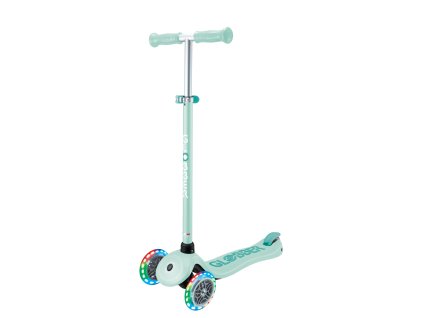 Globber Koloběžka dětská tříkolečková Plus - Primo Plus Lights V2 Mint svítící kolečka