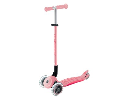 Globber Koloběžka dětská trojkolečková Plus - Primo Foldable Plus Lights V2 Pastel Pink svítící kolečka