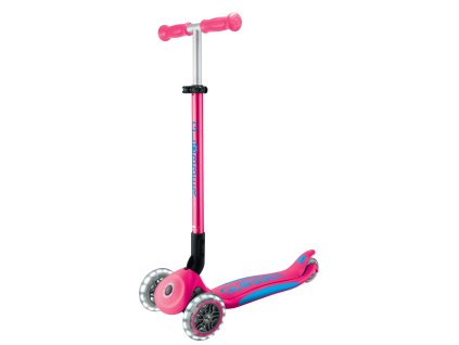 Globber Koloběžka dětská trojkolečková Plus - Primo Foldable Plus Lights V2 Fuchsia Pink svítící kolečka