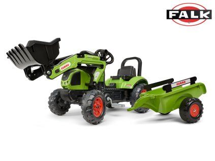 Šlapací traktor Claas Arion s vlečkou a nakladačem